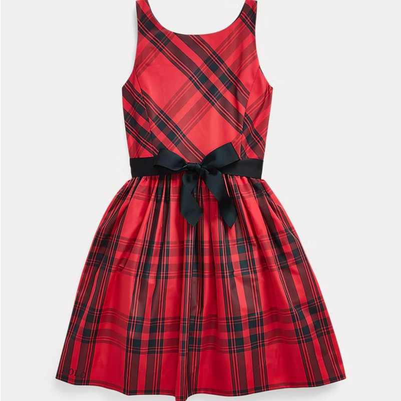 Polo By Ralph Lauren Red And Black Plaid Kids Formal Dress